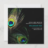 Fotografisches Pfauenfeathers Foto Hochzeit 2 Einladung (Rückseite)
