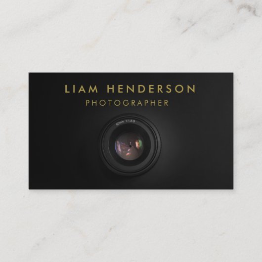Fotografy Business Cards Black Gold Fotograf Visitenkarte (Vorderseite)