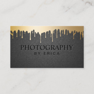 Fotografy Studio Gold Tropfen Elegant Black Visitenkarte