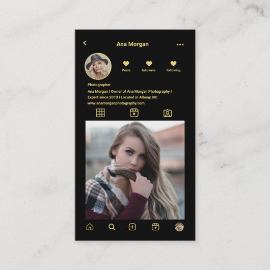 Fotoinstagramm Foto Grid Qr Code Back Visitenkarte (Vorderseite)