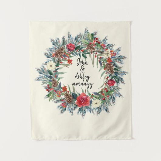 Fotokabine für Winterhochzeiten Empfang Wandteppich (Vorderseite)