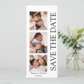 Fotokabine mit modernem 3-Foto-qm-Code Save the Da Einladung (Stehend Vorderseite)