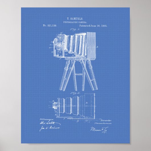 Fotokamera 1885 Patentart - Blueprint Poster (Vorne)