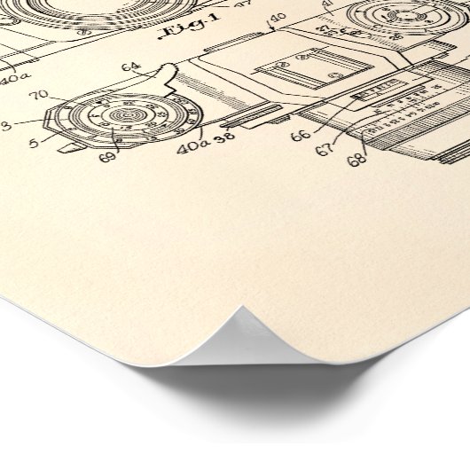 Fotokamera 1959 Patentart - Alter Peper Poster (Ecke)