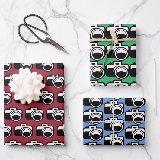 Fotokamera Design Wrapping Paper Geschenkpapier Set (Vorderseite)