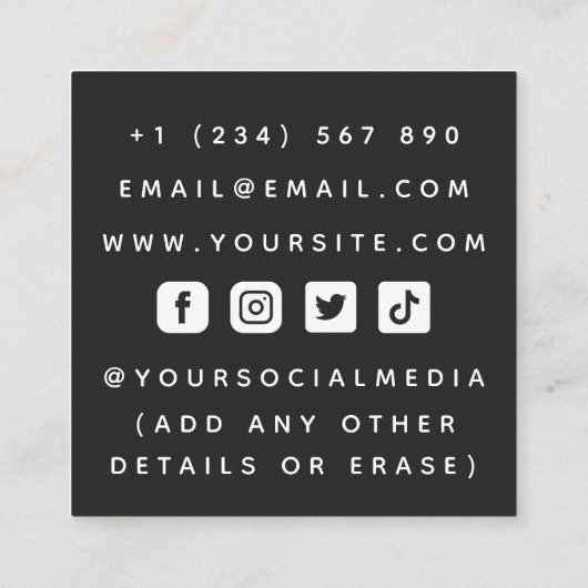 Fotokamera Gezeichnet Kontur Schwarz & Weiß Quadratische Visitenkarte (Rückseite)