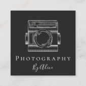Fotokamera Gezeichnet Kontur Schwarz & Weiß Quadratische Visitenkarte (Vorderseite)