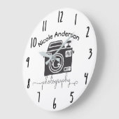 Fotokamera Moderne Minimale Logo-Grafik Große Wanduhr (Winkel)