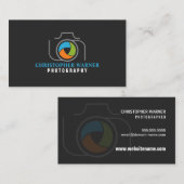 Fotokamera-Verschluss Grün Orange Blue Grau Visitenkarte (Vorne/Hinten)