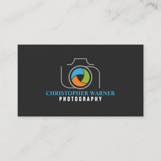 Fotokamera-Verschluss Grün Orange Blue Grau Visitenkarte (Vorderseite)