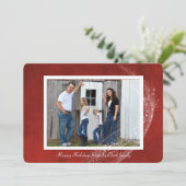 Fotokarte auf Weihnachten roten Hintergrund und Fu (Stehend Vorderseite)