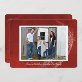 Fotokarte auf Weihnachten roten Hintergrund und Fu (Vorne/Hinten)