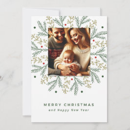 Fotokarte der Weihnachtsfamilie mit Pine Branch De Einladung