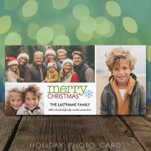 Fotokarte: Frohe Weihnachten mit 3-Foto-Collage