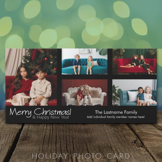 Fotokarte: Frohe Weihnachten mit 5 Foto Collage