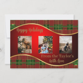 Fotokarte für den Urlaub mit rot-grüner und golden Feiertagskarte