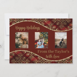 Fotokarte für den Urlaub mit rotem Gold Litterei B Feiertagskarte