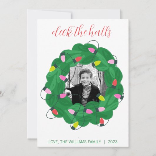 Fotokarte für den Weihnachtskranz Feiertagskarte (Vorderseite)