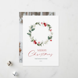 Fotokarte für den Winter Kranz Feiertagskarte