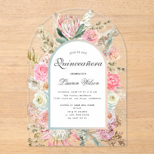 Fotokarte für moderne böhmische Quinceanera Acryleinladungen