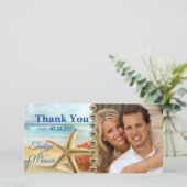 Fotokarte für tropische Hochzeitstrände Dankeskarte (Stehend Vorderseite)