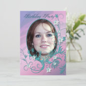 Fotokarte Geburtstagsfeier Einladung (Stehend Vorderseite)