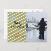 Fotokarte Gold und weiße Streifen Feiertagspostkarte (Vorne/Hinten)