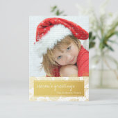 Fotokarte Gold und White Weihnachten Einladung (Stehend Vorderseite)