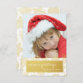 Fotokarte Gold und White Weihnachten Einladung (Vorne/Hinten)