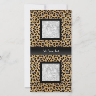 Fotokarte Leopard Tier Aussehen Elegant Schwarz