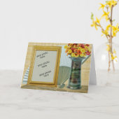 Fotokarte mit Lüfter, Blume in Vase, Holzrahmen Karte (Gelbe Blume)