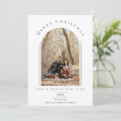 Fotokarte mit weißer, moderner Arschfokale Feiertagskarte (Stehend Vorderseite)