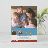 Fotokarte Santa und Reindeer Feiertagskarte (Stehend Vorderseite)