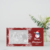 Fotokarte - Weihnachts-Schneemann-Fußball Feiertagskarte (Stehend Vorderseite)