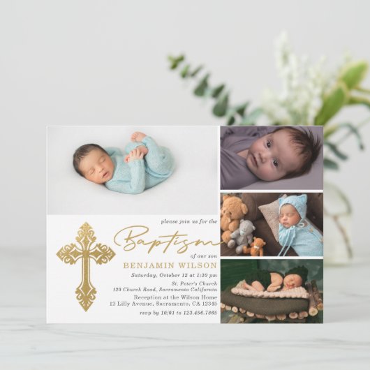 Fotokollage-Taufe Einladung (Stehend Vorderseite)