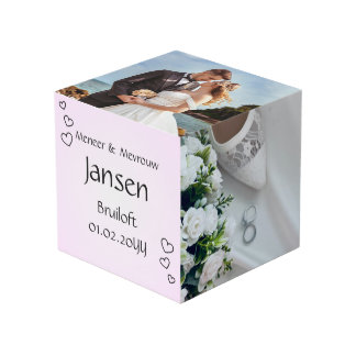 Fotokubus Bruiloft – Strak Design met Hartjes - Würfel