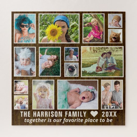 Fotolage Dk Rustic Wood Custom Family Square Puzzle (Vertikal)