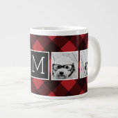 Fotolage - Monogram Red Black Buffalo Kariert Jumbo-Tasse (Vorderseite Rechts)