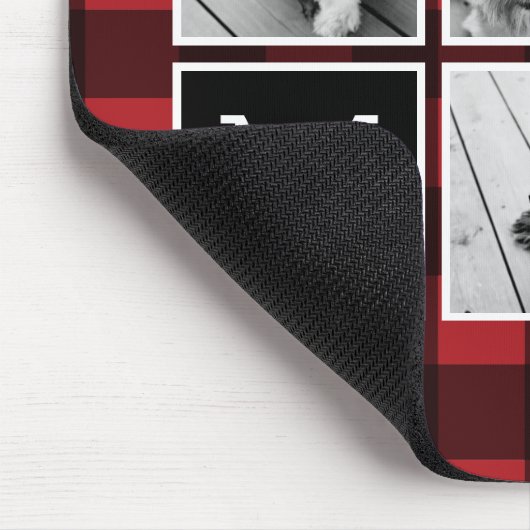 Fotolage - Monogram Red Black Buffalo Kariert Mousepad (Ecke)