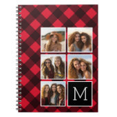 Fotolage - Monogram Red Black Buffalo Kariert Notizblock (Vorderseite)
