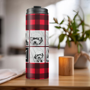Fotolage - Monogram Red Black Buffalo Kariert Thermosbecher