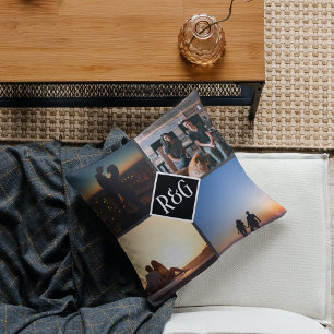 Fotolage Personalisiert 4 Foto Monogramm Kissen