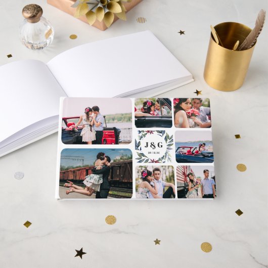 Fotolage und Monogramm | Wedding Guestbook Gästebuch (Vorderseite Offen)