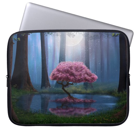 Fotomanipulation des Pink Tree Pond Forest Laptopschutzhülle (Vorderseite)