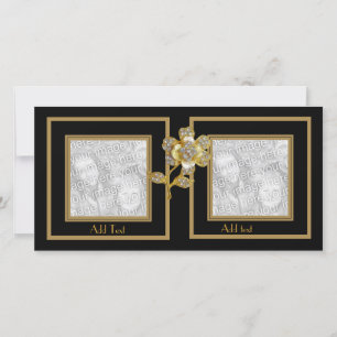 Fotomappe Schwarz Gold Blumen Doppelrahmen