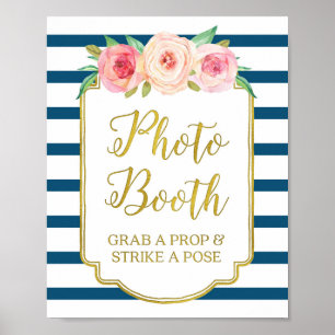 Fotomaske Zeichen Rosa Gold Navy Blau Weiße Streif Poster