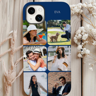 Fotomaster 6 Bilder Name oder Initialen Blau Case-Mate iPhone 14 Plus Hülle