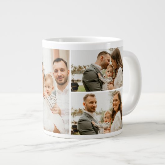 Fotomaterial - 4 Fotos Schwarz-weißer benutzerdefi Jumbo-Tasse (Vorderseite Rechts)