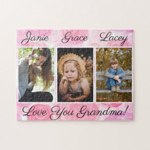 Fotomaterial Drei Bilder Rosa Wasserfarben Puzzle