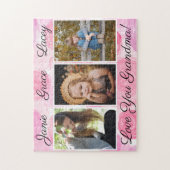 Fotomaterial Drei Bilder Rosa Wasserfarben Puzzle (Vertikal)